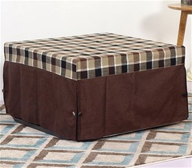 Σκαμπό Κρεβάτι Cube Καφέ/Καρό  75,5 x 75,5x 47 - ΚΡΕΒ.190 x 75,5 x 40εκ. - 40-0024